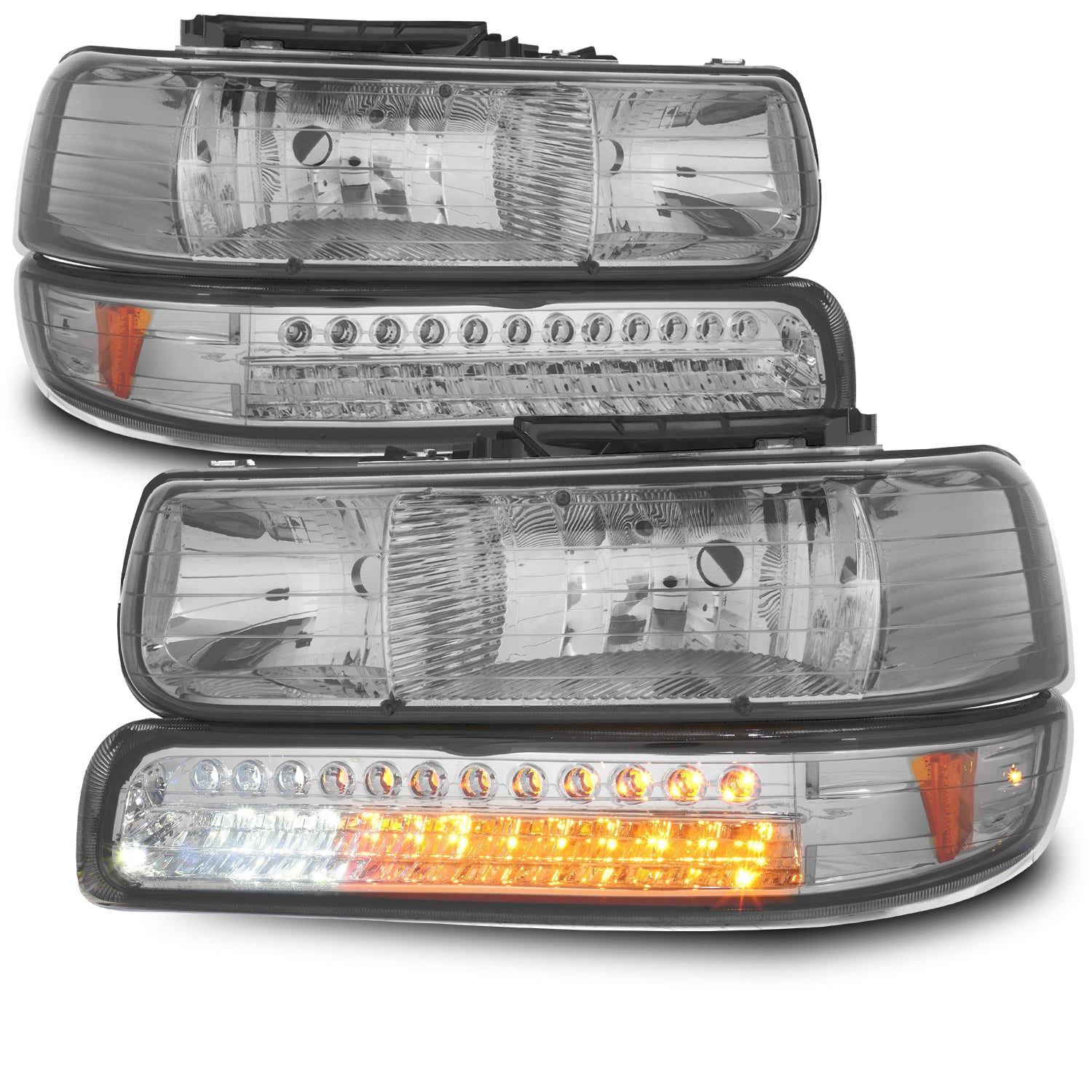 AKKON - For Smoked Smoke 99-02 Chevy Silverado Headlights Replacement