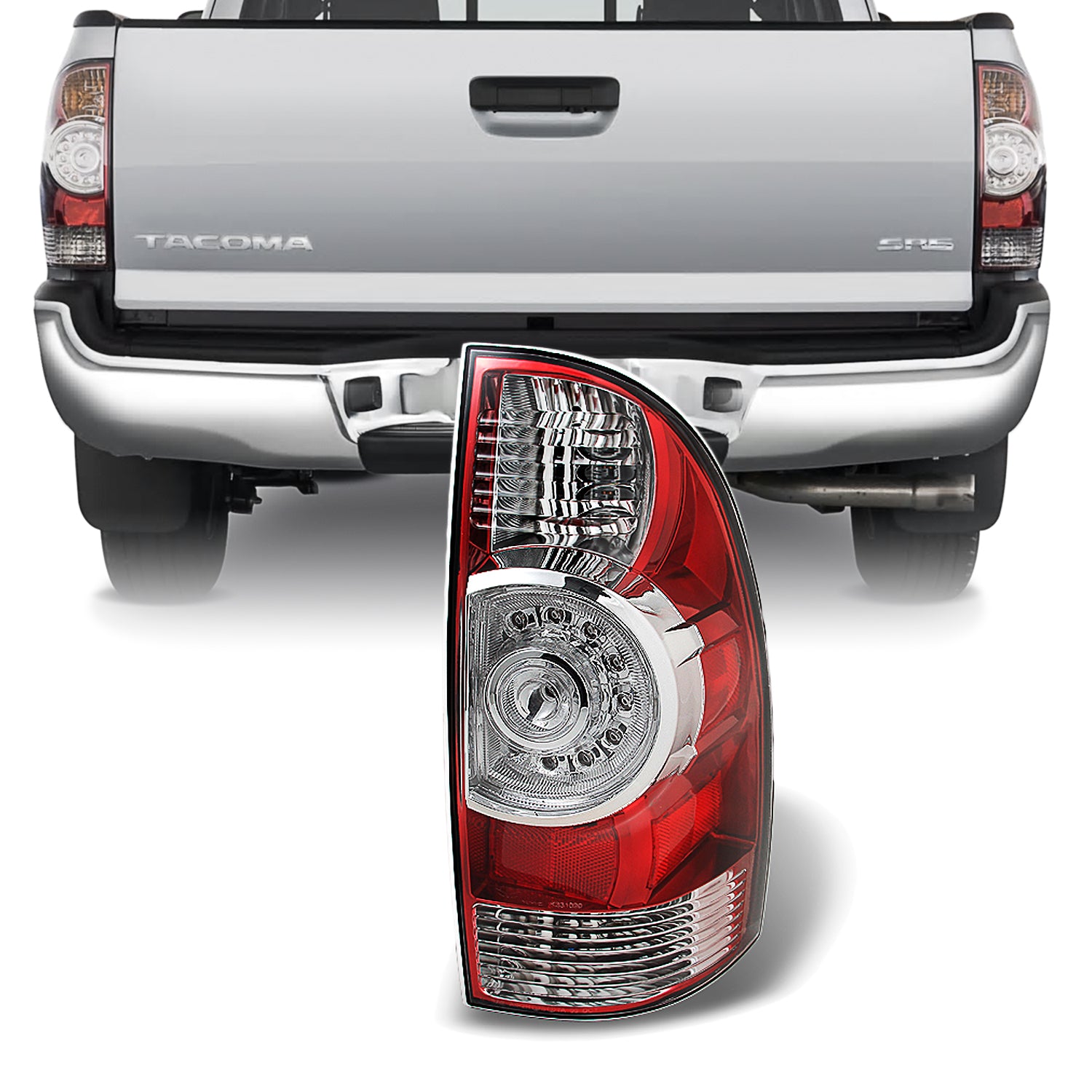 AKKON - For 05-15 Toyota Tacoma Pickup Truck Red Clear Rear Tail Light