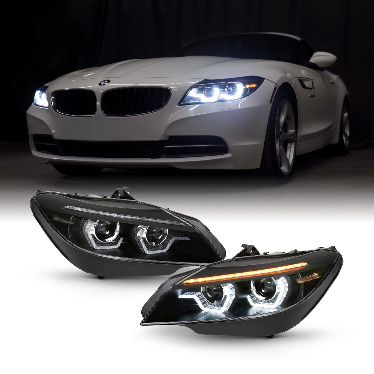 AKKON - Fits 2009-2013 BMW Z4 HID/Xenon AFS Projector Black Headlights