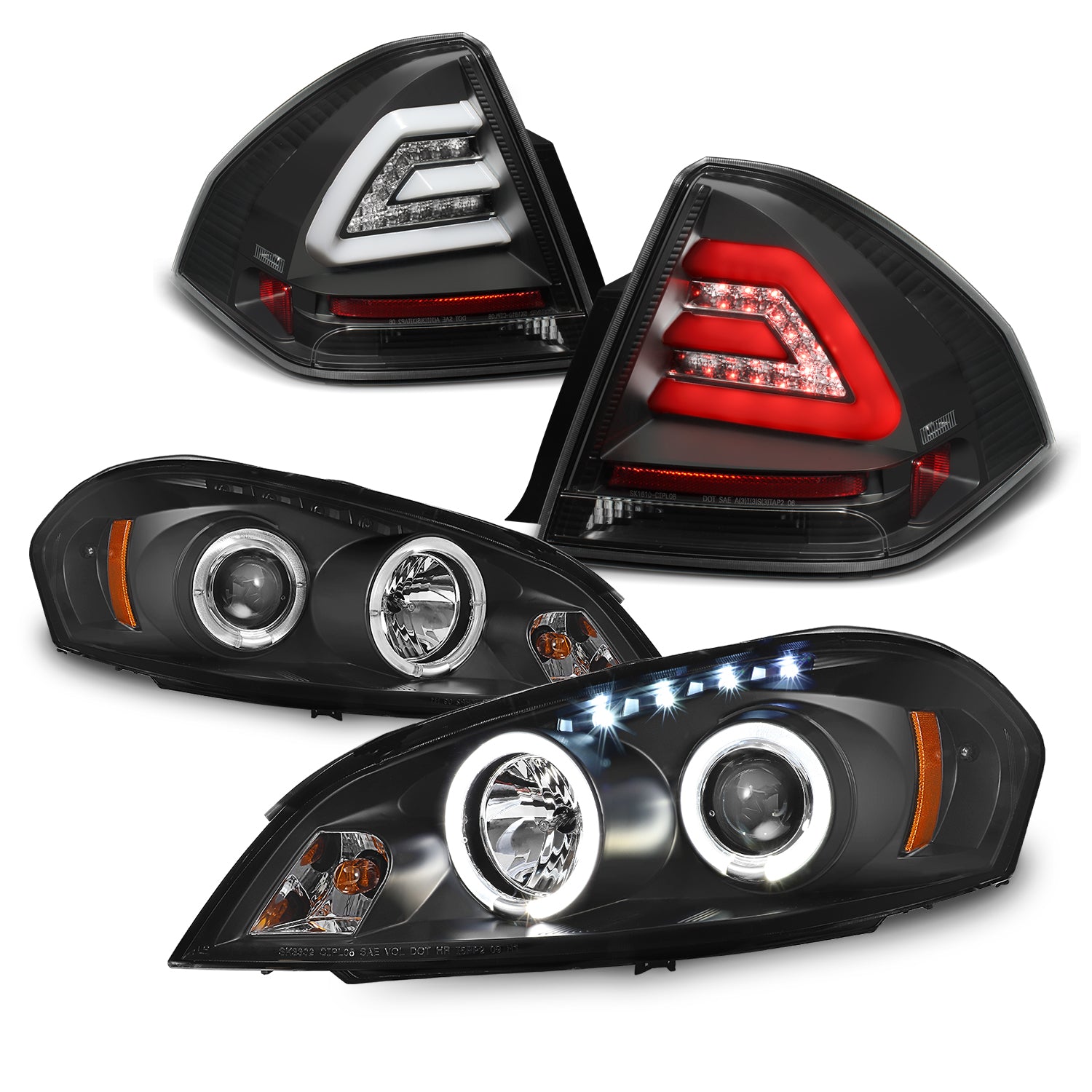 AKKON - Fit 2006-2013 Chevy Impala / Limited Dual Halo DRL Projector L