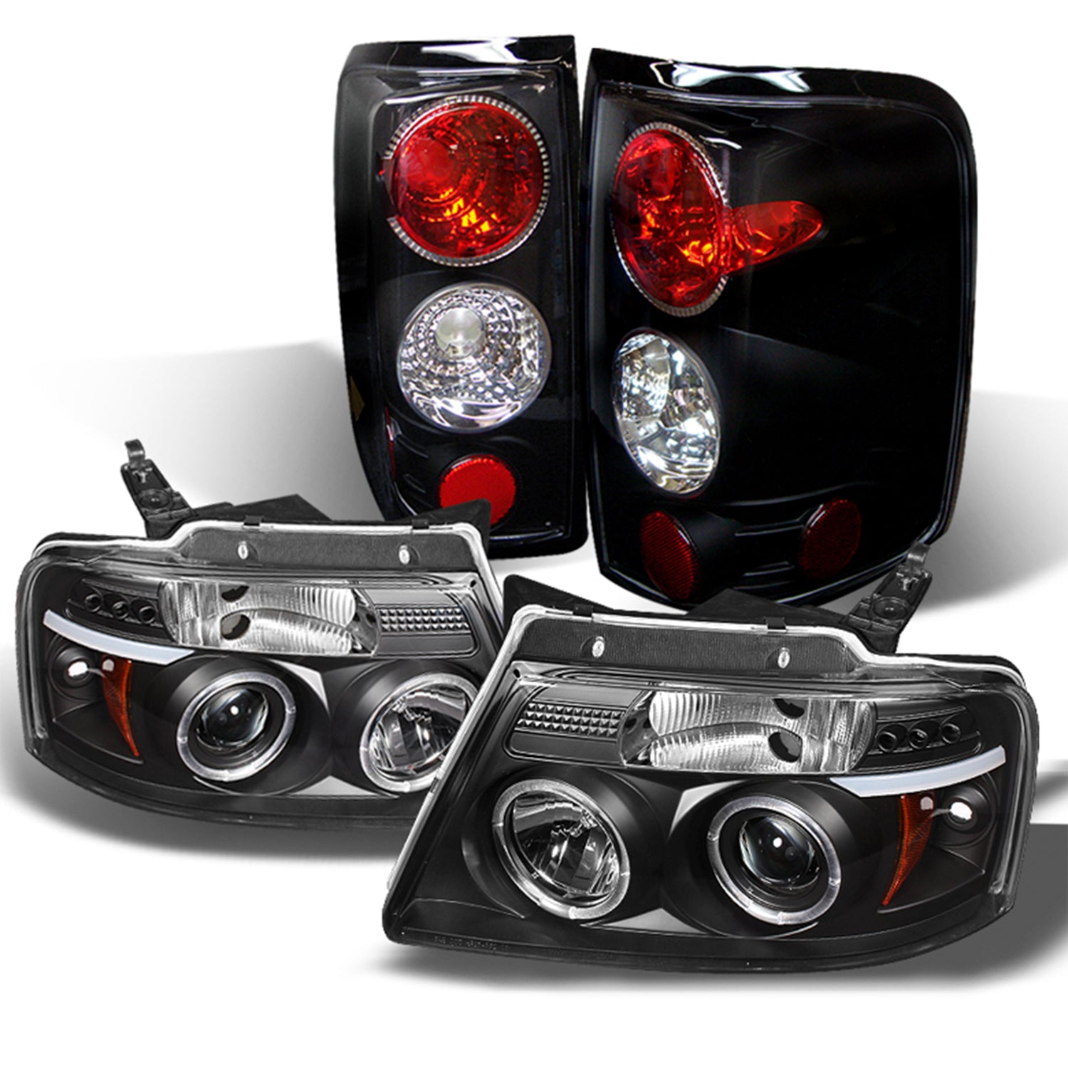 AKKON - For Ford F150 Pickup Black Bezel Dual Halo LED G2 Projector He