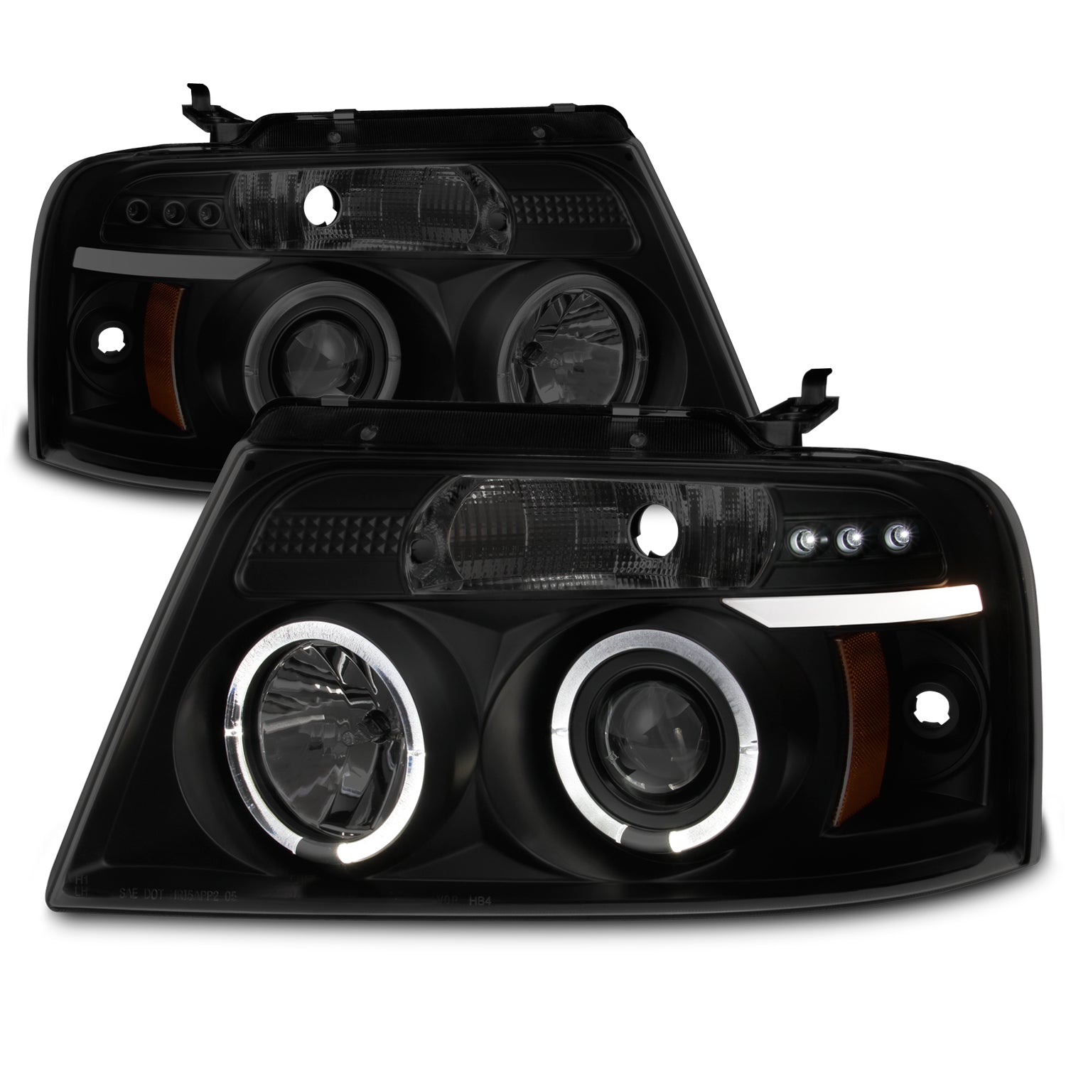 AKKON - For Ford F150 F-150 Pickup Black Smoke Dual Halo LED G2 Projec