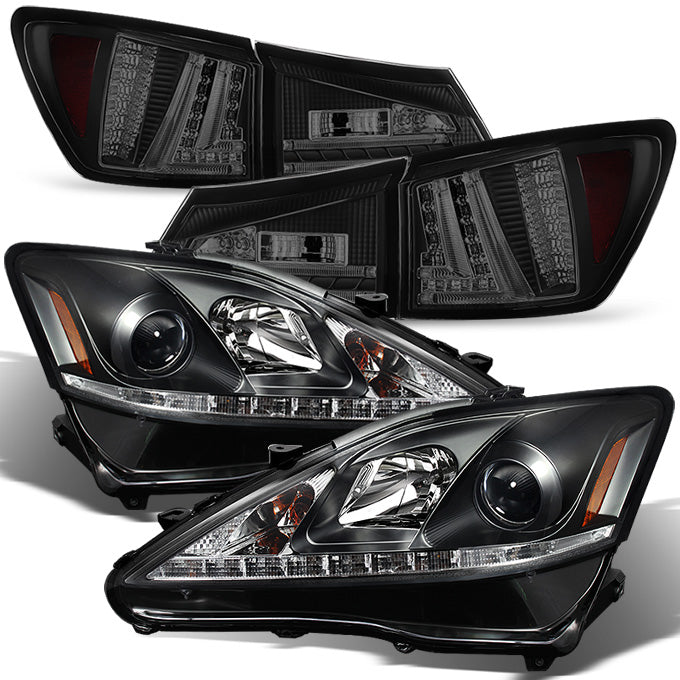 AKKON - For 2006-2009 Lexus IS250 IS350 (Halogen) Black LED DRL