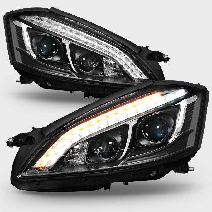 AKKON - For W211 Benz E-Class Halogen Type Black Projector Headlights Left  + Right Side Replacement Pair Set