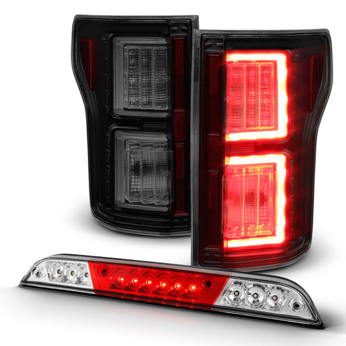 AKKON - For 2015 2016 2017 Ford F150 F-150 Black Smoke LED Tail Lights