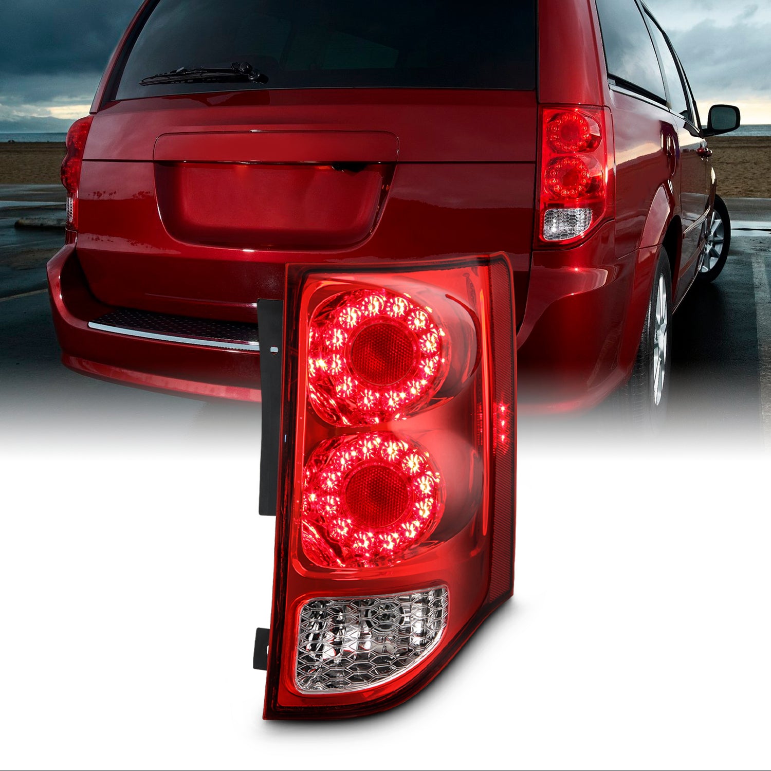 AKKON - Fits 2011-2020 Dodge Grand Caravan Premium LED Chrome Red Clea