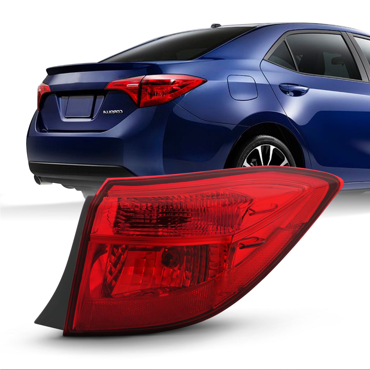 ACANII For 2017-2019 Toyota Corolla Sedan Red/Pink Outer Tail Light Lamp  Assembly Replacement Right Passenger Side ライト、レンズ