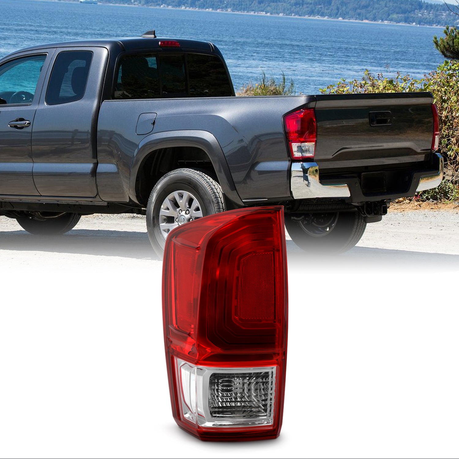 AKKON - Fits 2016-2020 Toyota Tacoma Pickup Truck Chrome Red Clear Tai