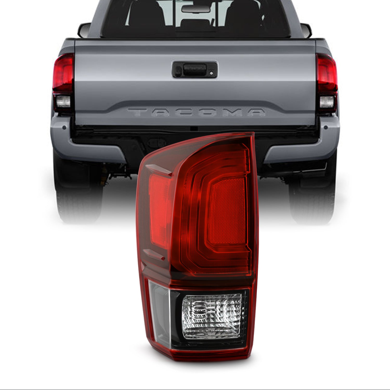 AKKON - Fits 2016-2020 Toyota Tacoma Pickup Truck Black Red Clear Tail