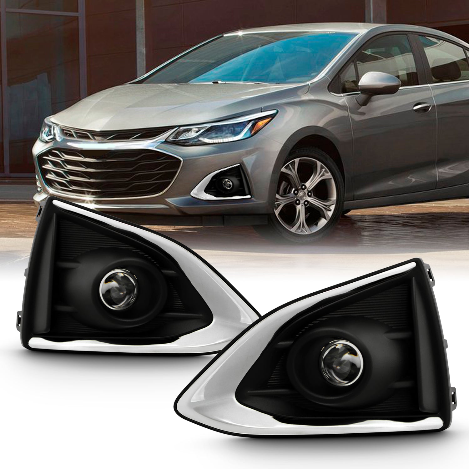 AKKON - Fits 2019 Chevy Cruze L | LS | LT | Premier [Halogen Type] Chr