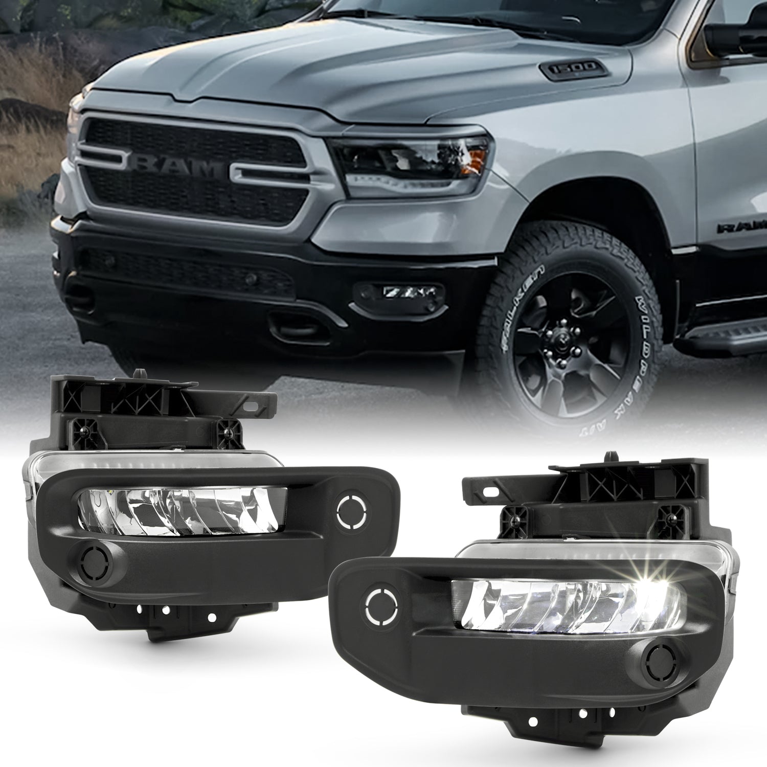 AKKON - Fits 2019-2023 Ram 1500 Pickup Truck [LED Type] Bumper Chrome