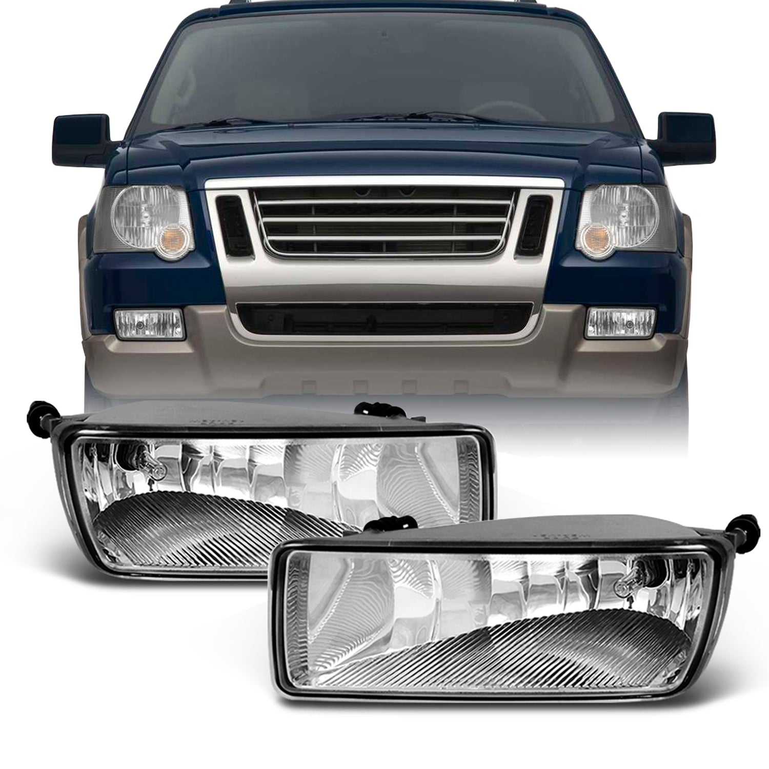 AKKON - For Ford Explorer/Sport Trac DRL Clear Fog Lamp Light Driver+P