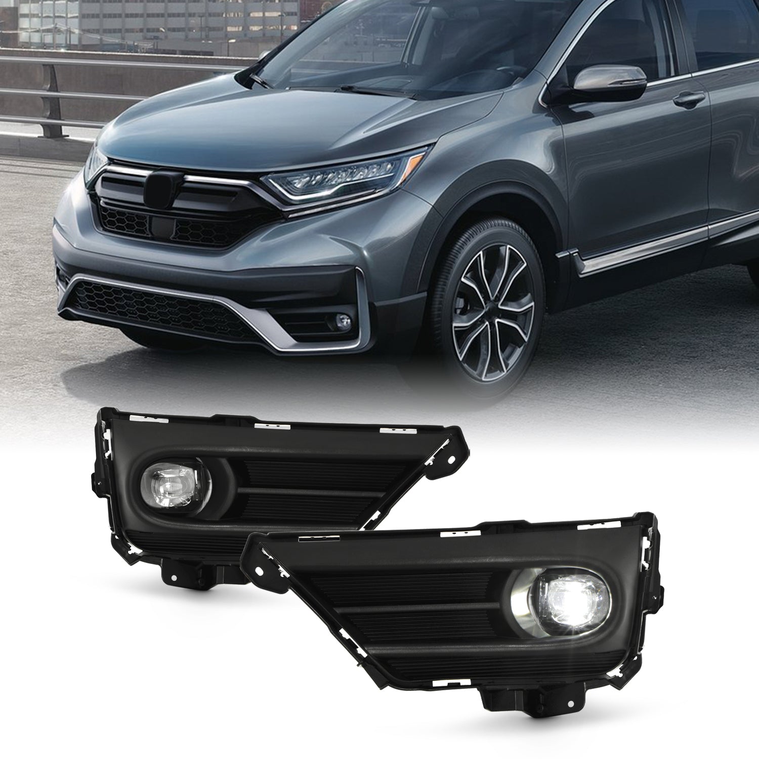 AKKON - Fits 2020 2021 2022 Honda CRV LED Bumper Chrome Fog Lights Pai