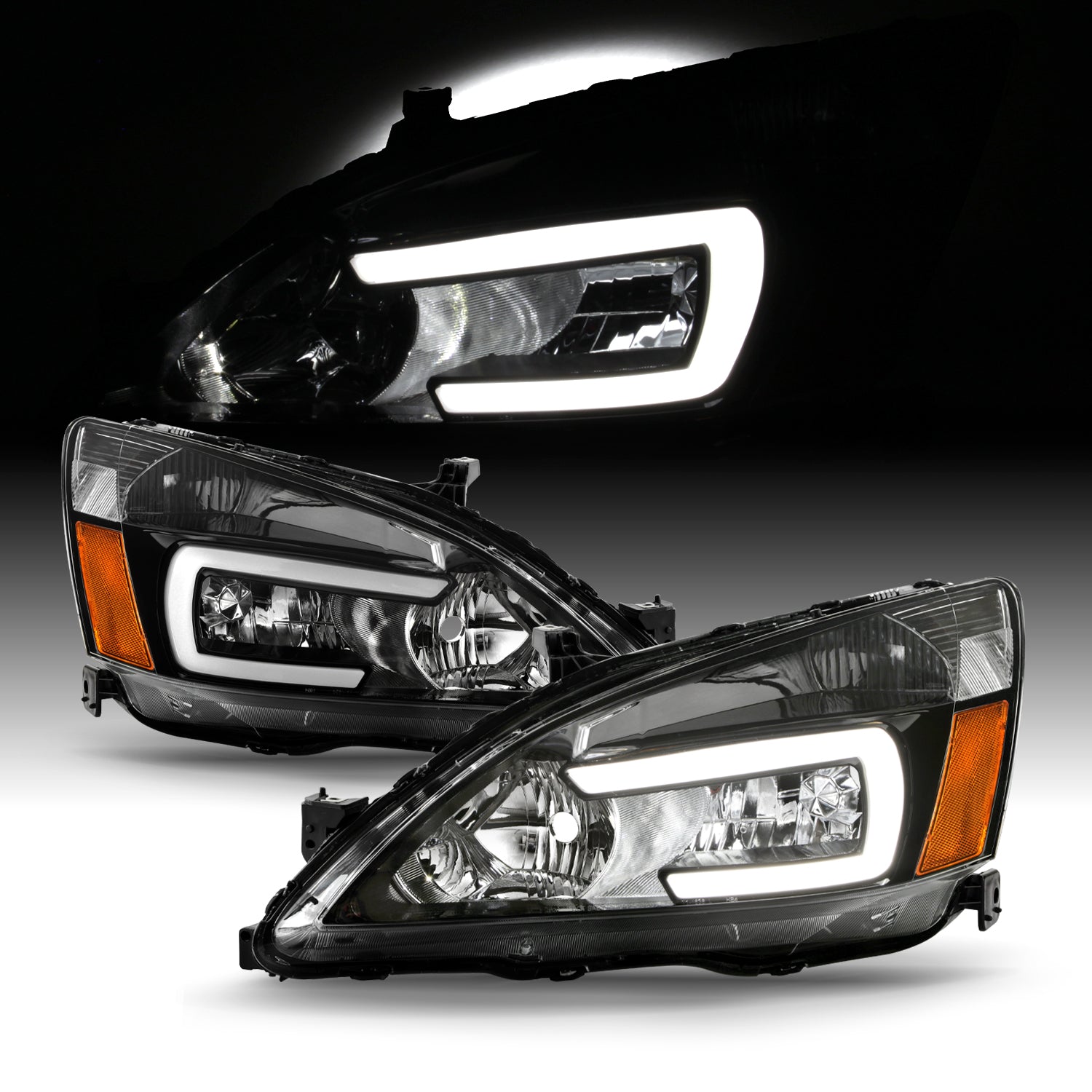 Fits 2003-2007 Honda Accord 2/4Dr Headlights Assembly Pair Replacement  Headlamps