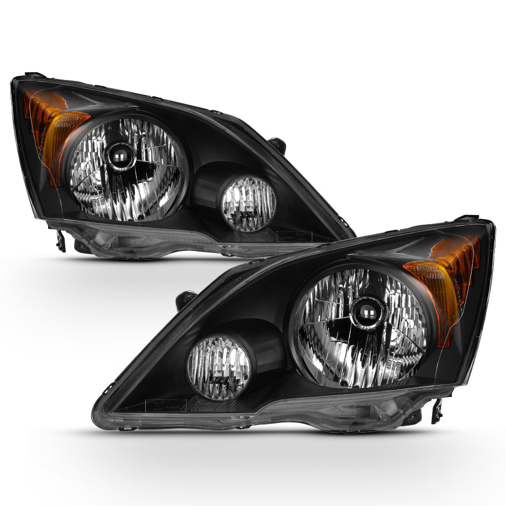 AKKON - For 2007-11 Honda CR-V Headlights Assembly w/Amber Corner Blac