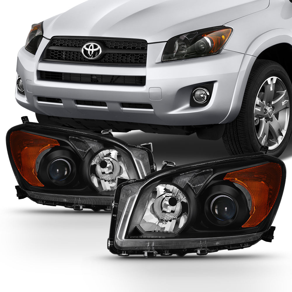 AKKON - For 2009 2010 2011 2012 Toyota RAV4 Black Headlights Lamps Fro