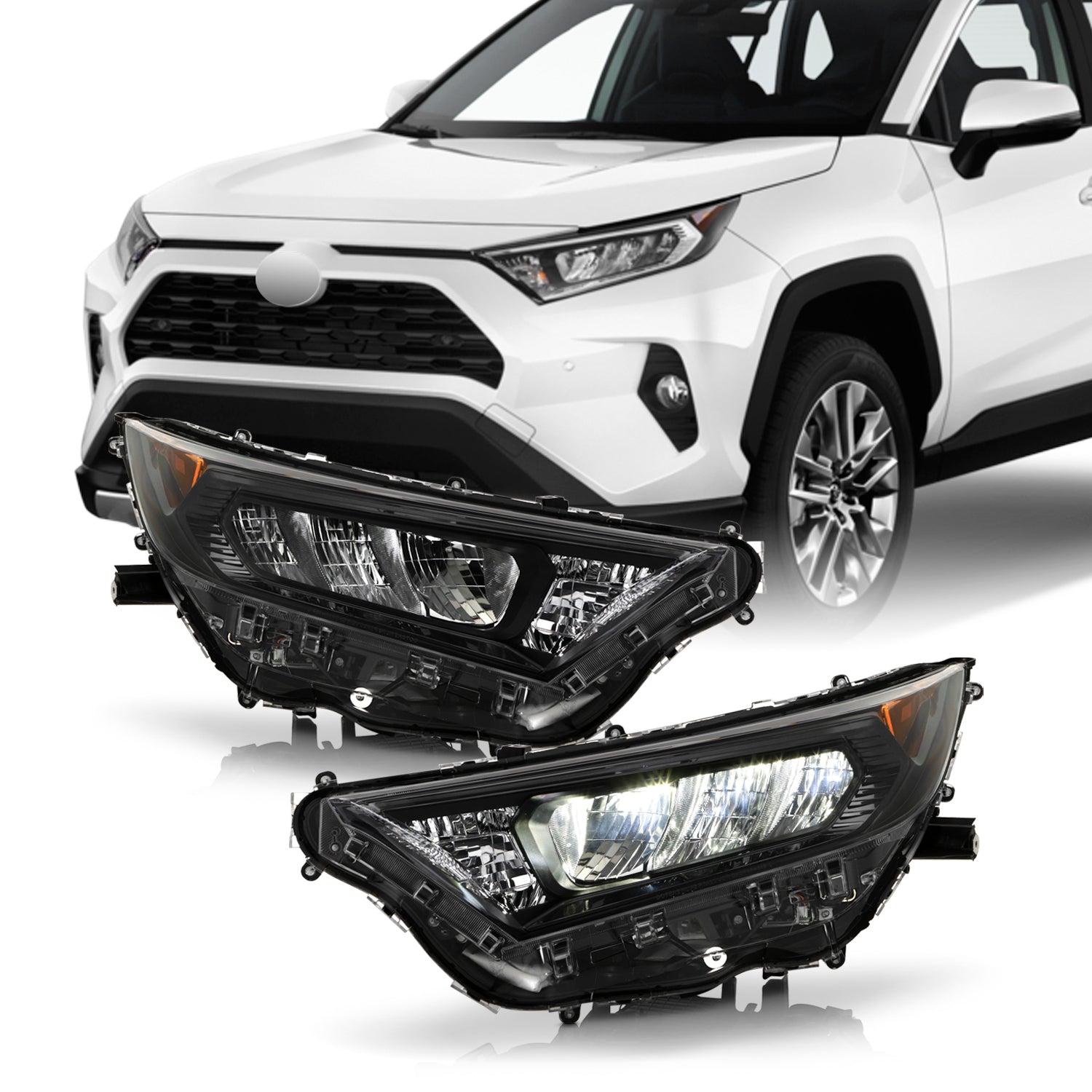 AKKON - For 2019-2021 Toyota RAV4 OE Black Bazel LED Projector Headlig