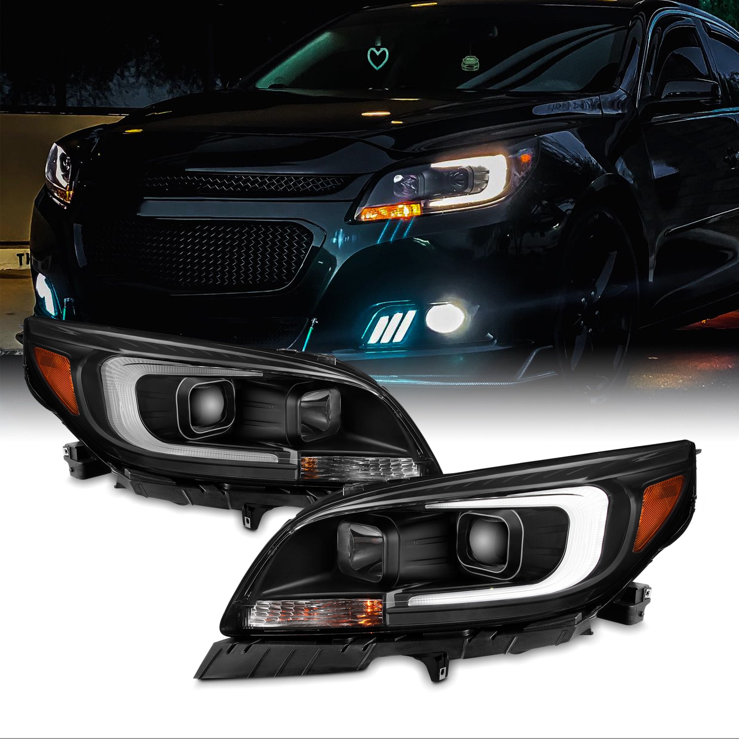 AKKON - For 2013-2015 Chevy Malibu C-Bar LED DRL Left and Right Projec