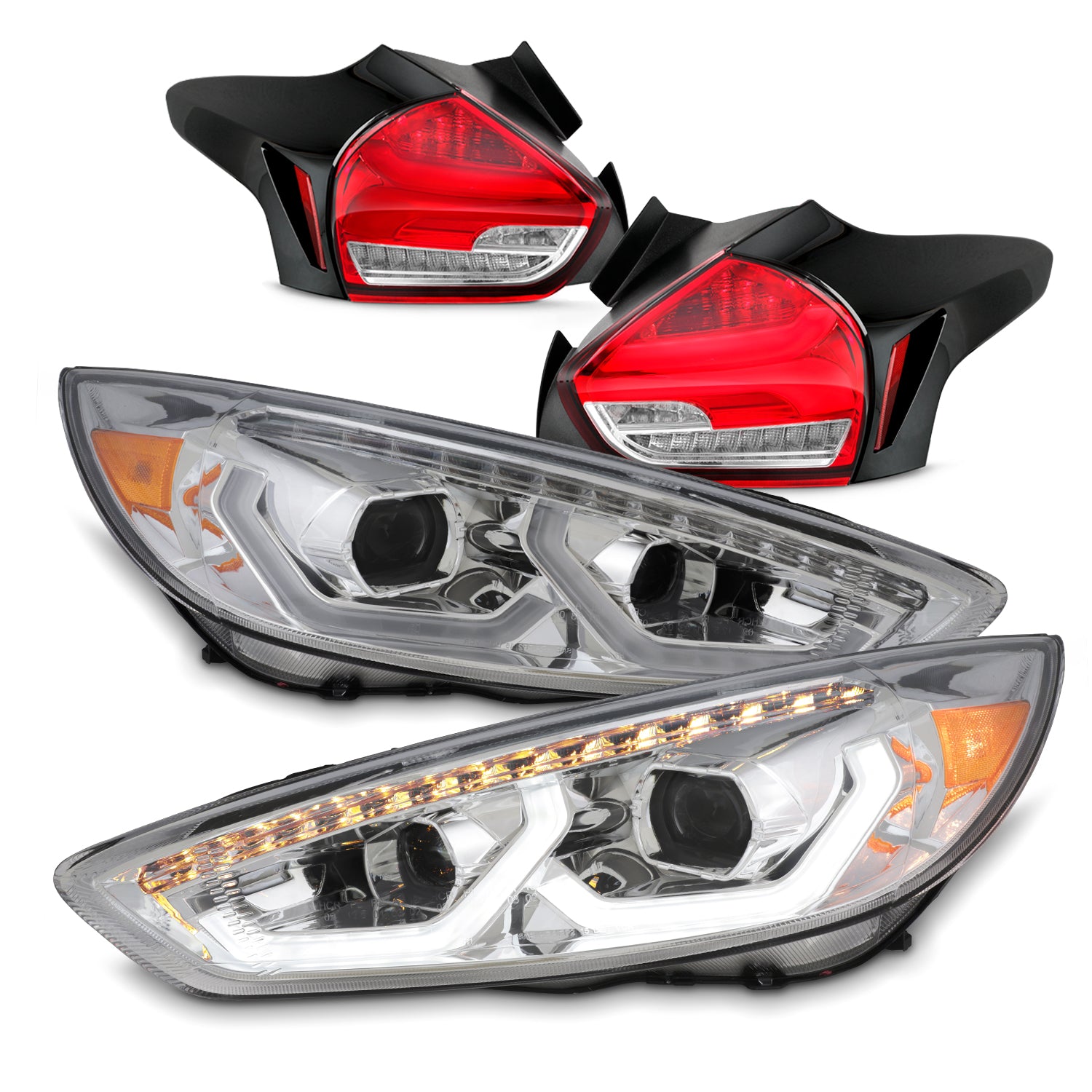 AKKON - Fits 2015-2017 Ford Focus Hatchback Full-LED Sequential Light