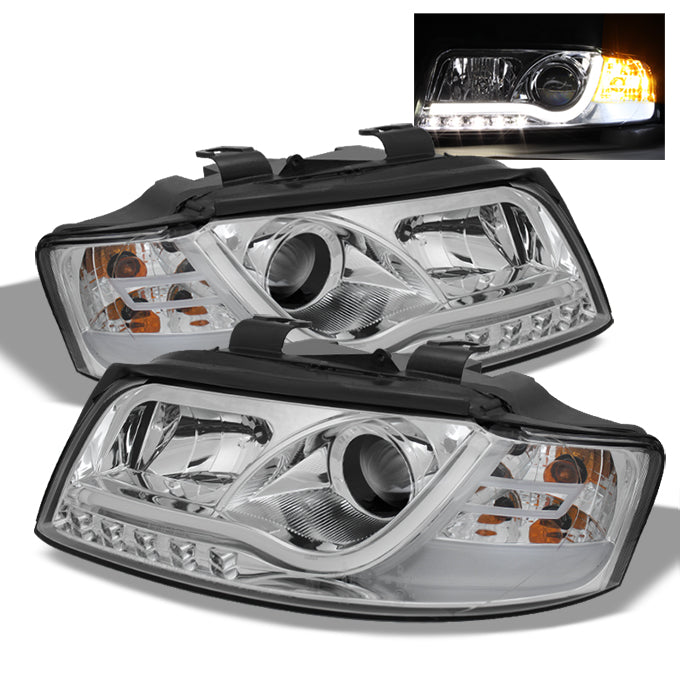 AKKON - For 02 03 04 05 Audi A4 S4 B6 Sport Sedan Chrome Clear DRL Day