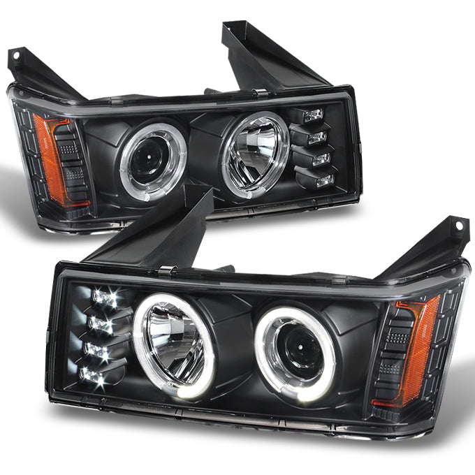 Fit For 2004-2012 Chevy Colorado GMC Canyon LED DRL Smoked Headlights Lamps  Pair