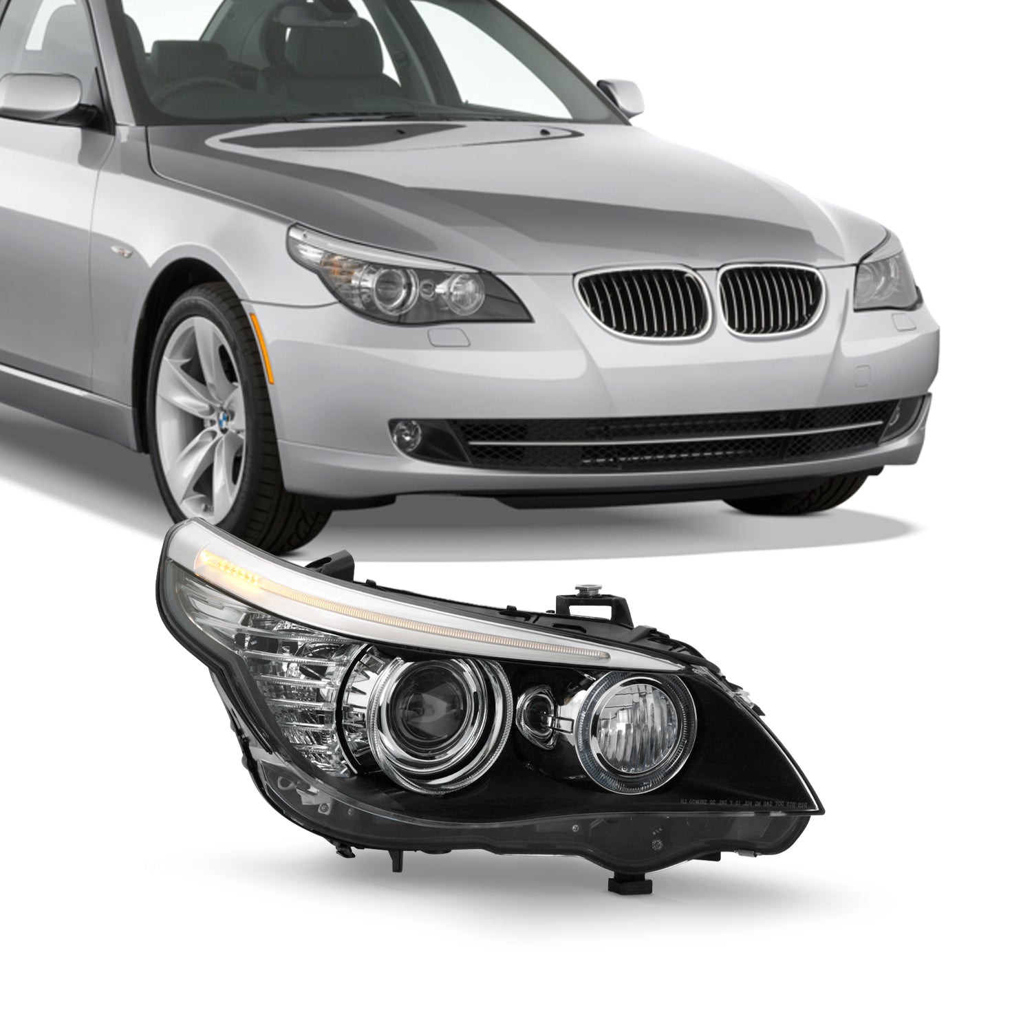 AKKON - Fit 2008-2010 BMW E60 E61 5-Series HID Models OE LED Rim Proje