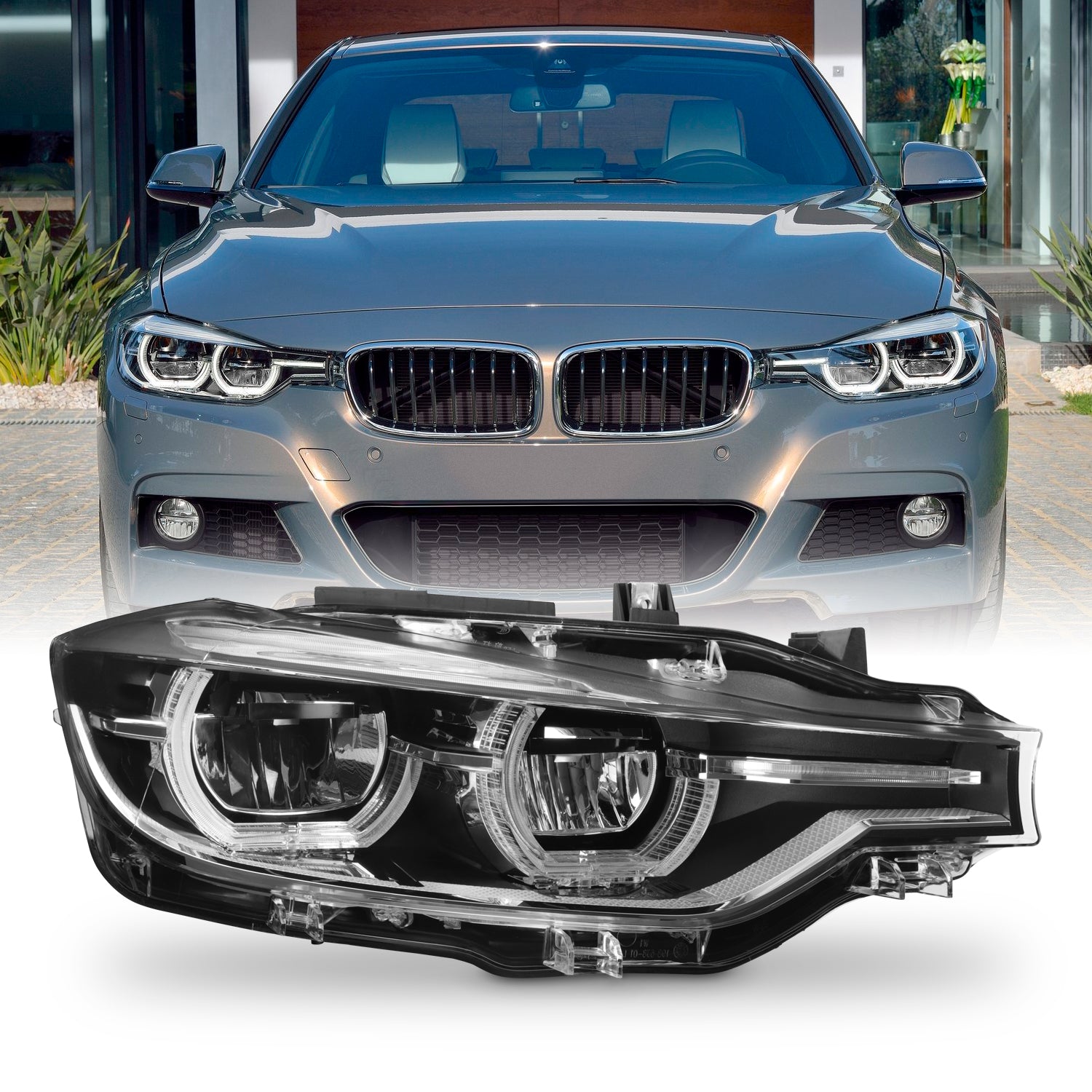 AKKON - Fits 2016 2017 2018 BMW 3 Series F35 [Full LED] Projector Blac