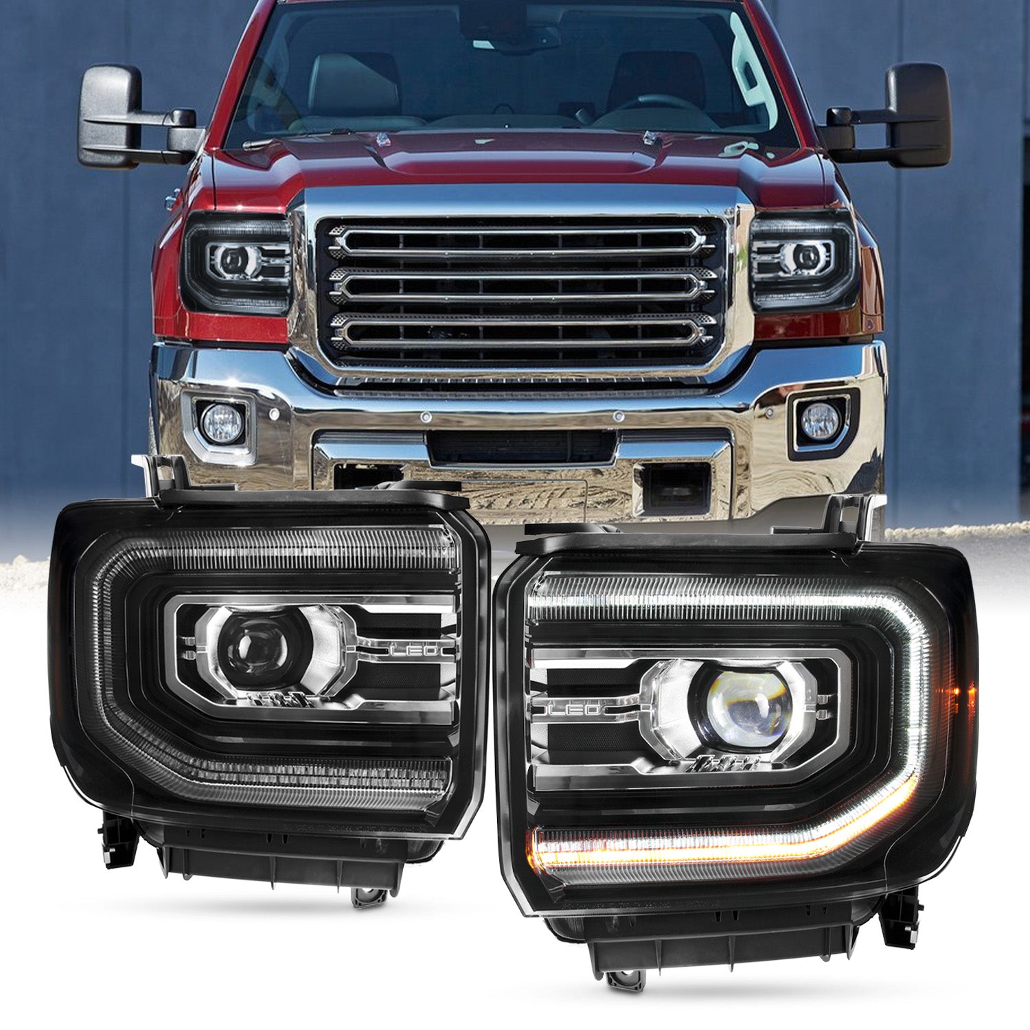 AKKON - Fits 2014-2015 GMC Sierra 1500 15-19 2500HD 3500HD [FULL LED]