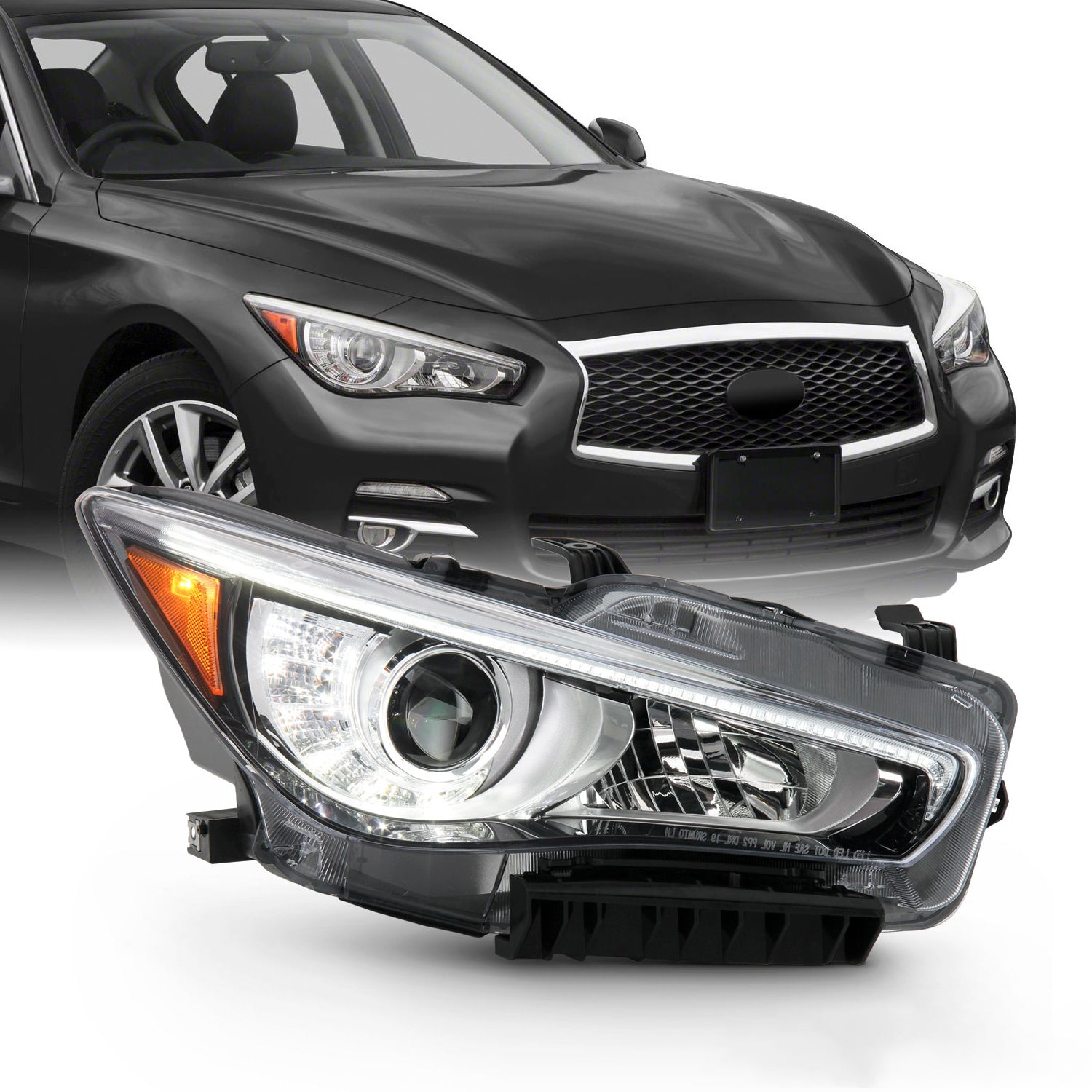 AKKON - Fits 2014 2015 2016 2017 InFiniti Q50 w/o AFS LED Projector Ch