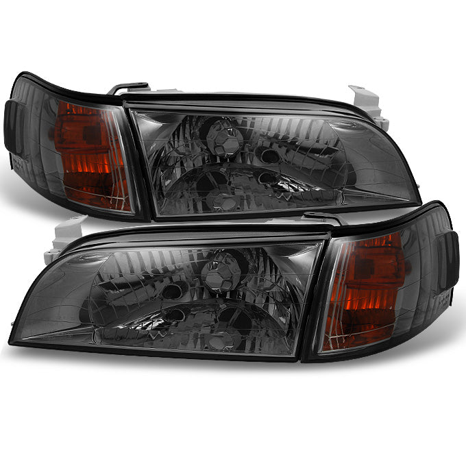 AKKON - For Toyota Corolla JDM Smoke Headlights Replacement Pair + Amb