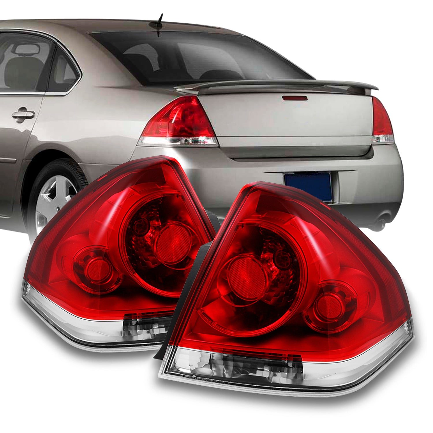 AKKON - For Chevy Impala Replacement Red Clear Tail Lights Driver/Pass