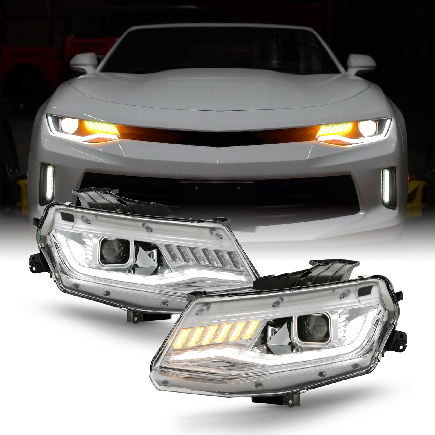 AKKON - Fits 2016-2022 Chevy Camaro [HID/Xenon Type] LED Projector Chr