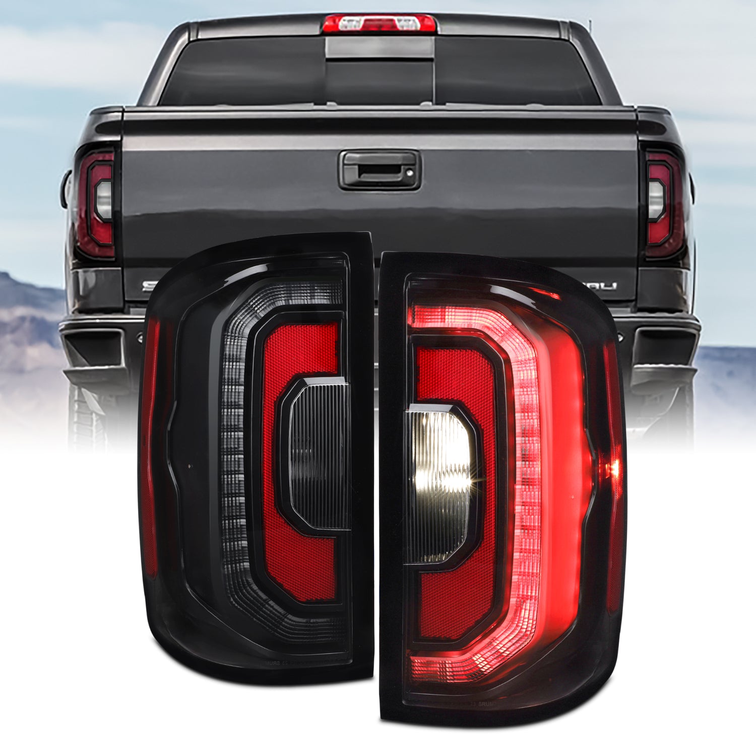 AKKON - For Smoke 07-13 Toyota Tundra Pickup Truck LED Tail Lights Bra