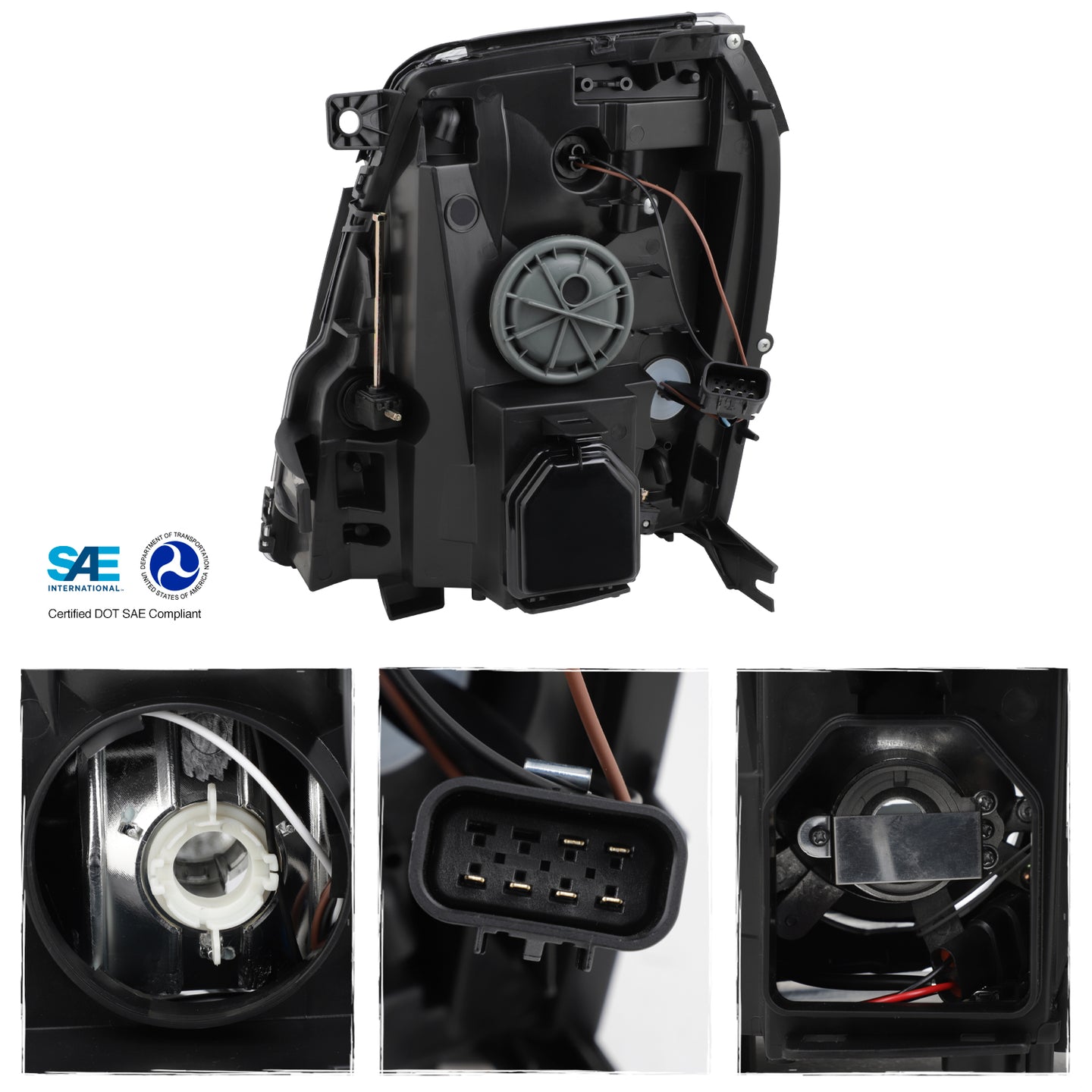 AKKON - Fit 2007-2014 Cadillac Escalade 07-14 HID Projector Headlights Headlamp Chrome Assembly Passenger Right Side