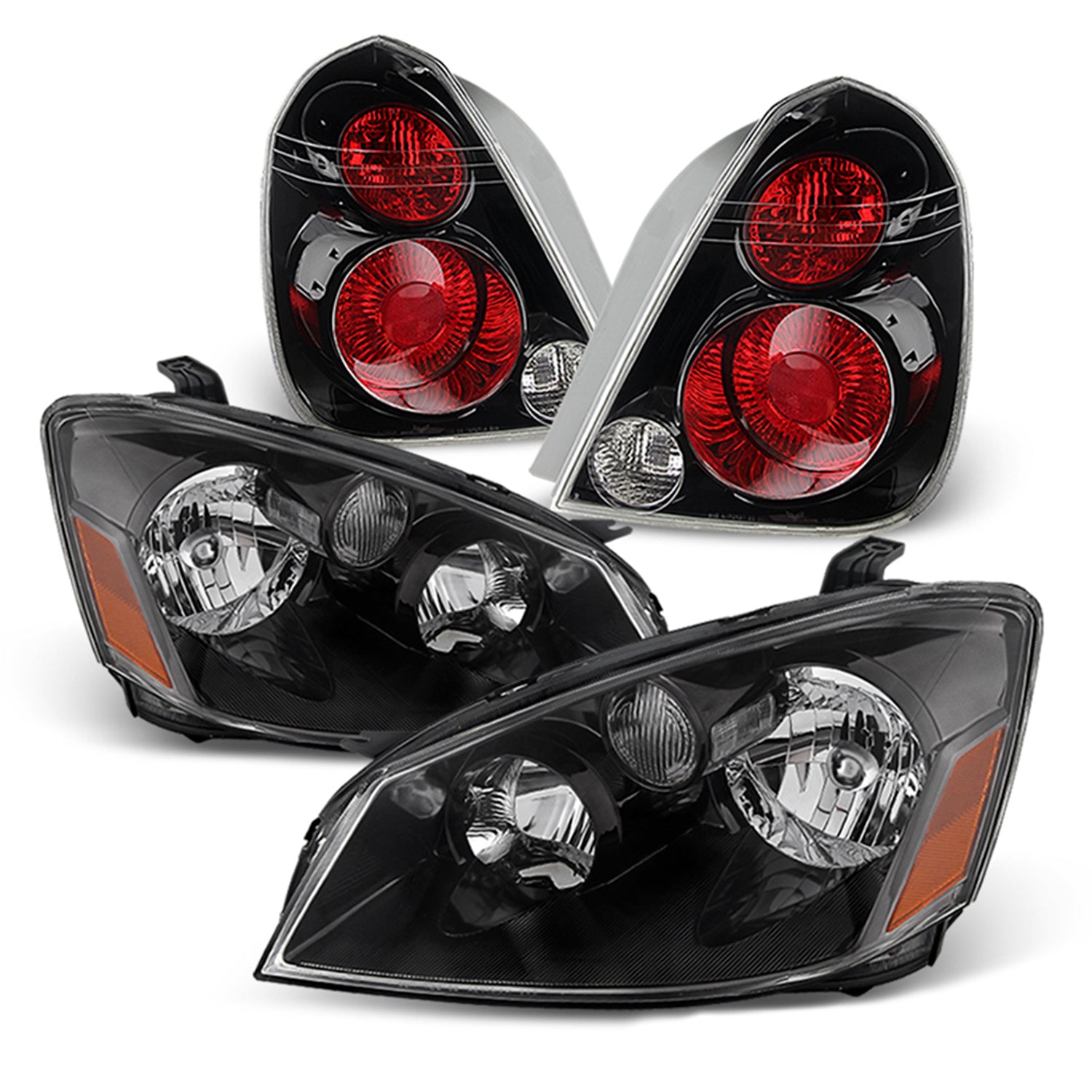 AKKON - Combo Black Healights + Tail Lamp Fits 2005-2006 Altima Base /