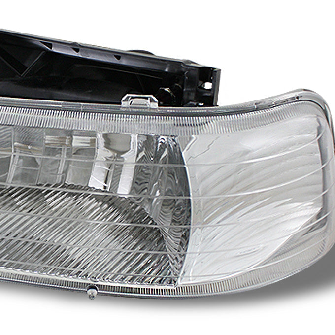 Fits 99-06 Silverado Suburban Clear Headlights + LED Bumper Signal + F