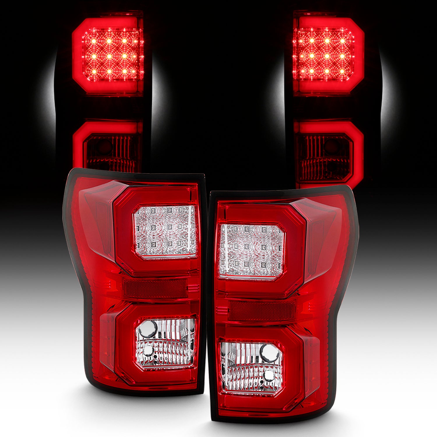 AKKON - Red Tail lights For 2007-2013 Toyota Tundra Pickup Truck Tube