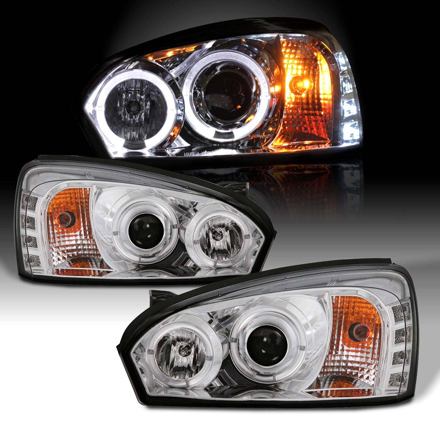 AKKON - For 2004-2007 Chevy Malibu LED Dual Halo DRL Projector Headlig