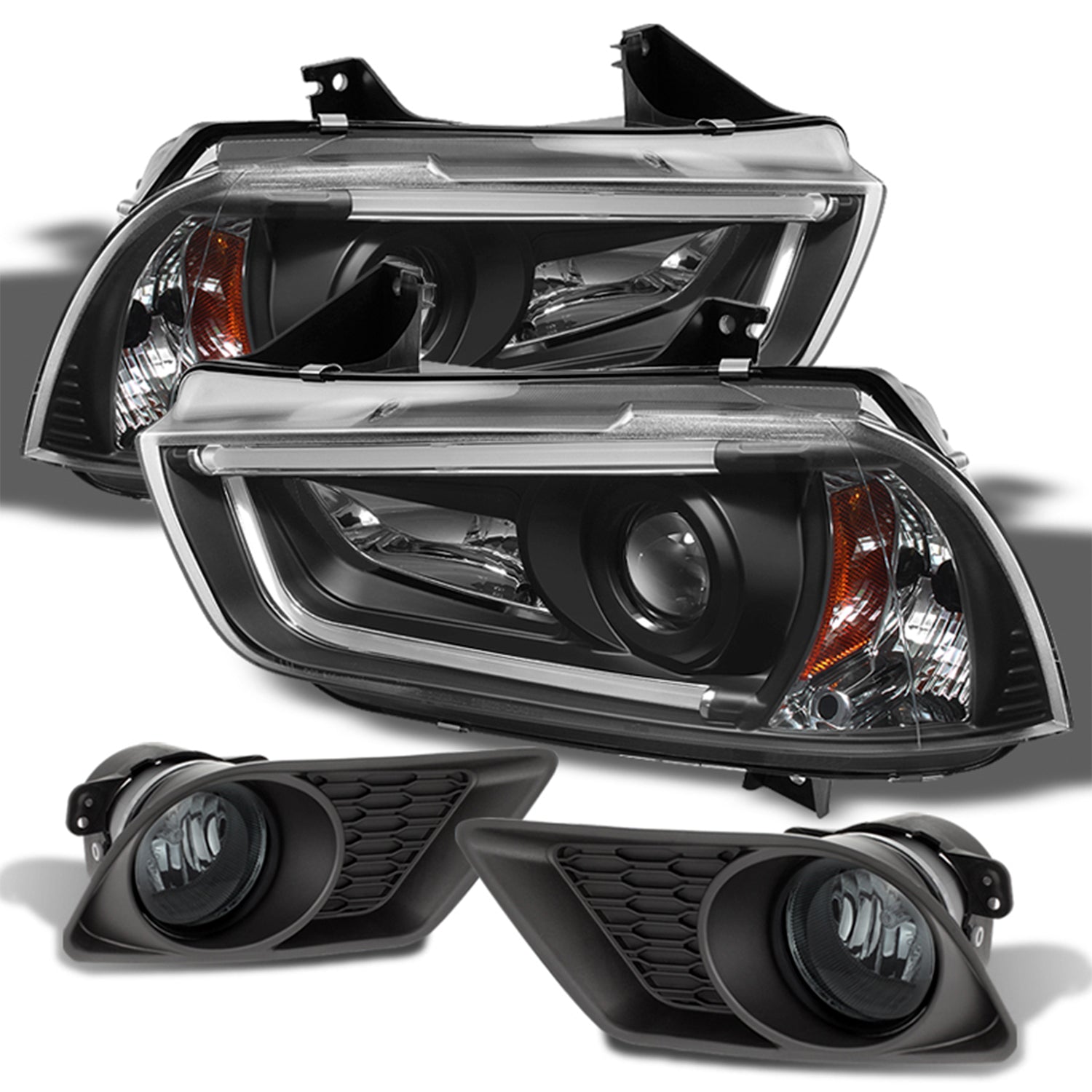 AKKON - Fits 2011-2014 Dodge Charger Chrome LED Light Bar Projector He