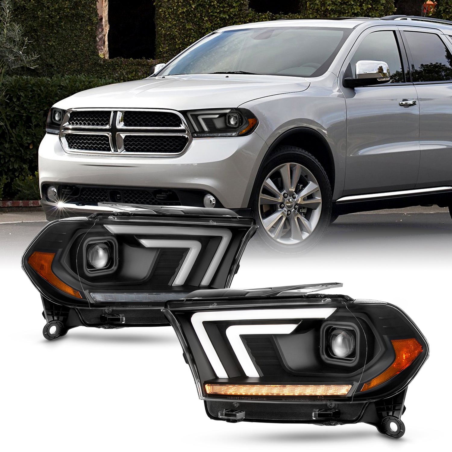 Fit 2011 2012 2013 Dodge Durango [HID Type] Projector Black He