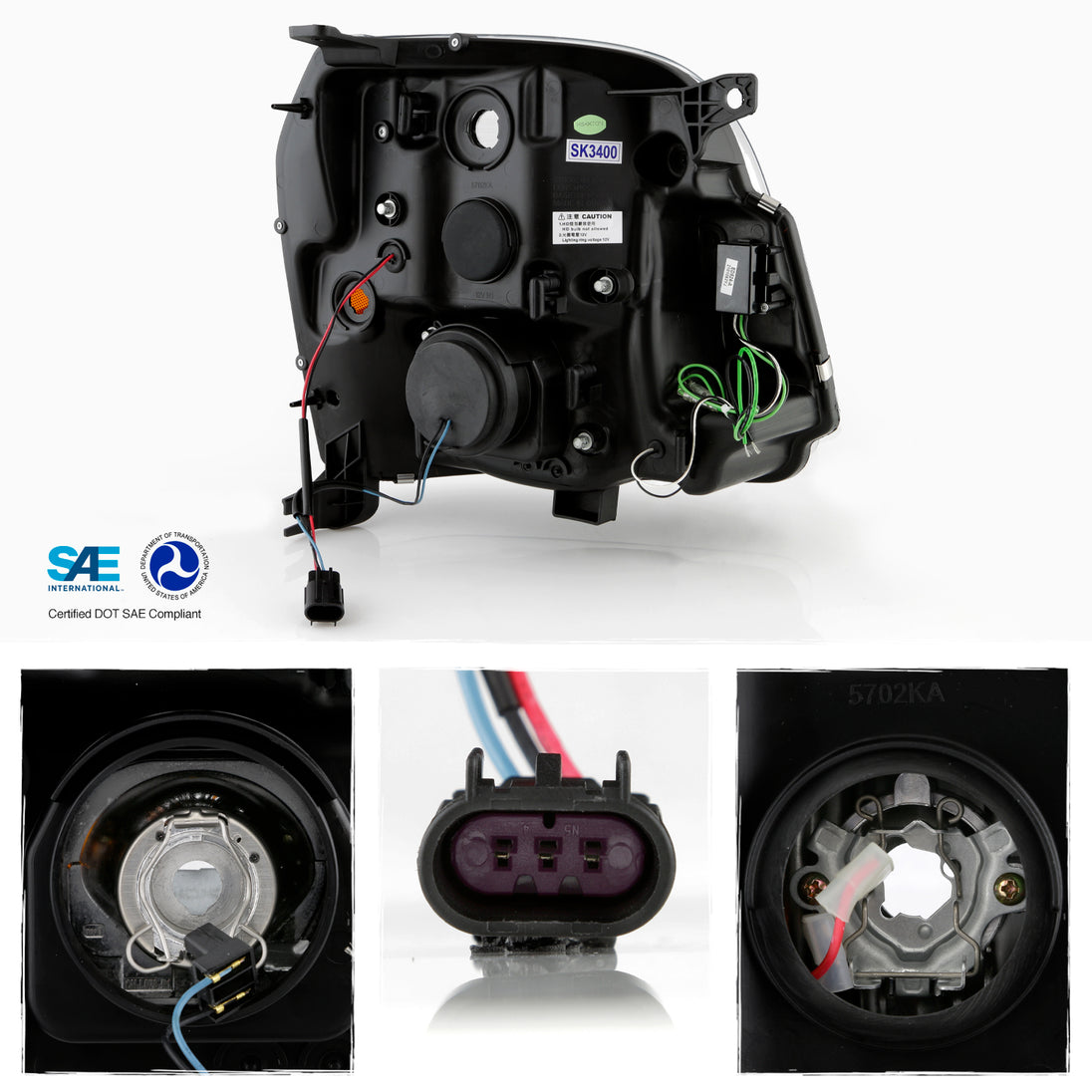 AKKON - For 2007-2014 GMC Yukon XL 1500 / XL 2500 Denali SUV Dual Halo LED  Projector Smoked Headlights Front Lamps Pair