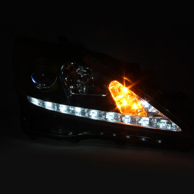 AKKON - For 2006-2009 Lexus IS250 IS350 (Halogen) Black LED DRL Projec