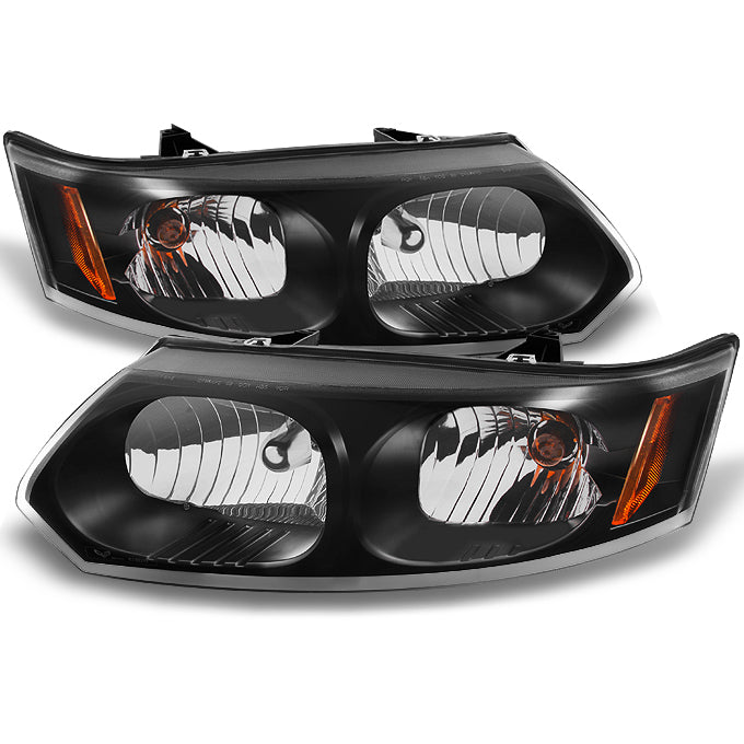 AKKON - For Saturn Ion 4 Door Sedan Black Headlights Head Lamps Driver