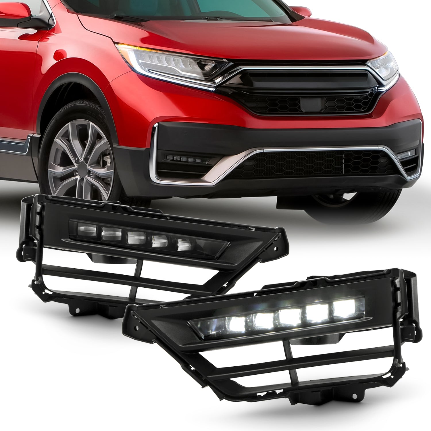 AKKON - Fits 2020-2021 Honda CR-V Hybrid Bumper Chrome Fog Lights Pair