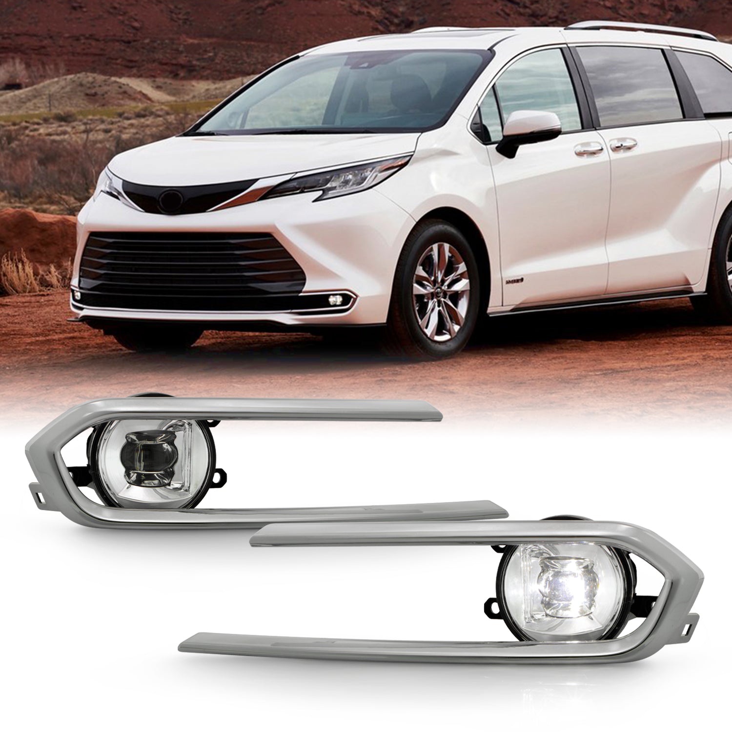 AKKON - Fits 2021-2023 Toyota Sienna LE|XLE|Limited|Platinum LED Chrom