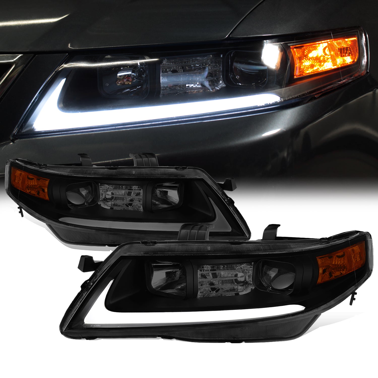 Fits 2004-2008 Acura TSX CL9 LED Tube Projector Front - AKKON