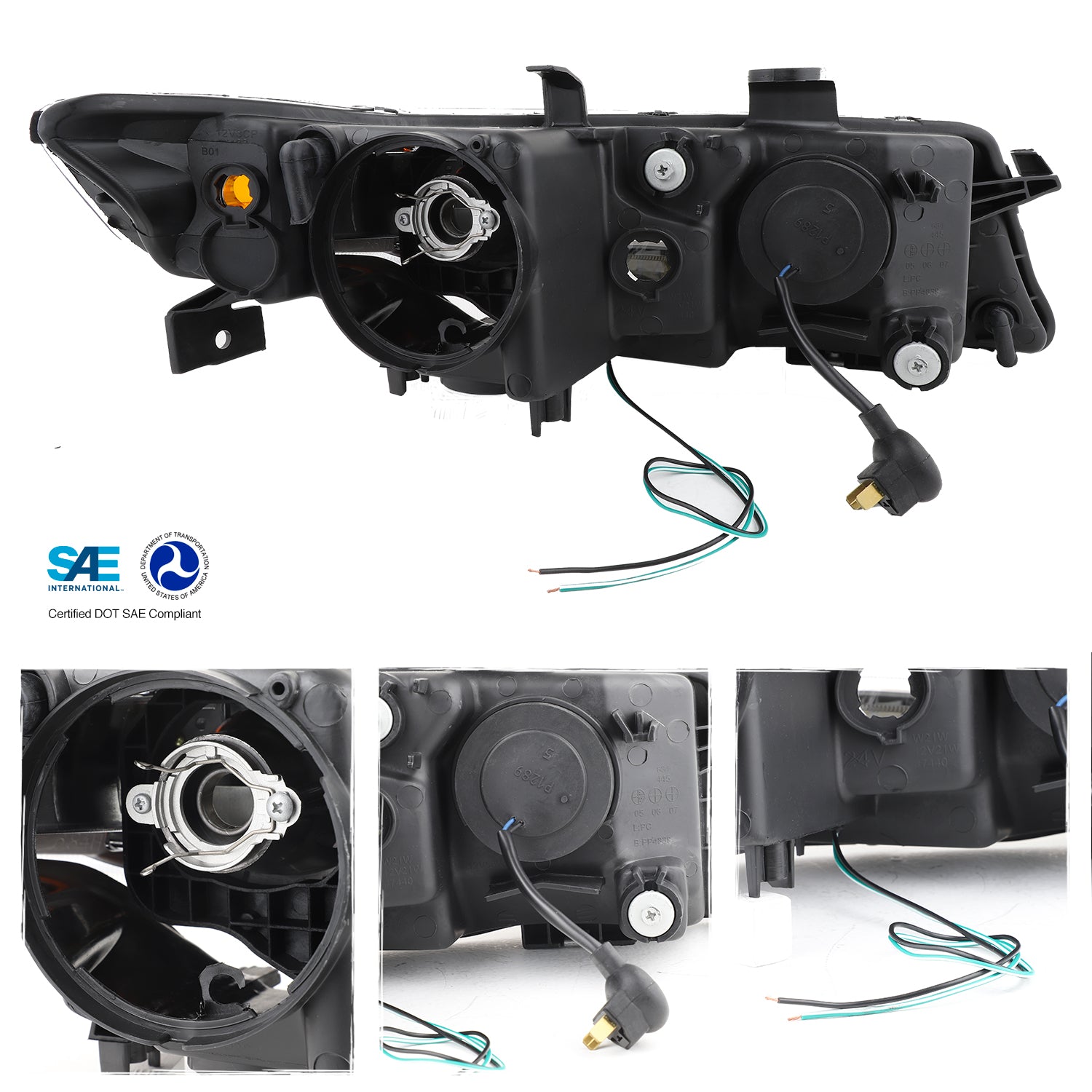 AKKON - Fits 2004-2008 Acura TSX CL9 LED Tube Projector Front Black Sm