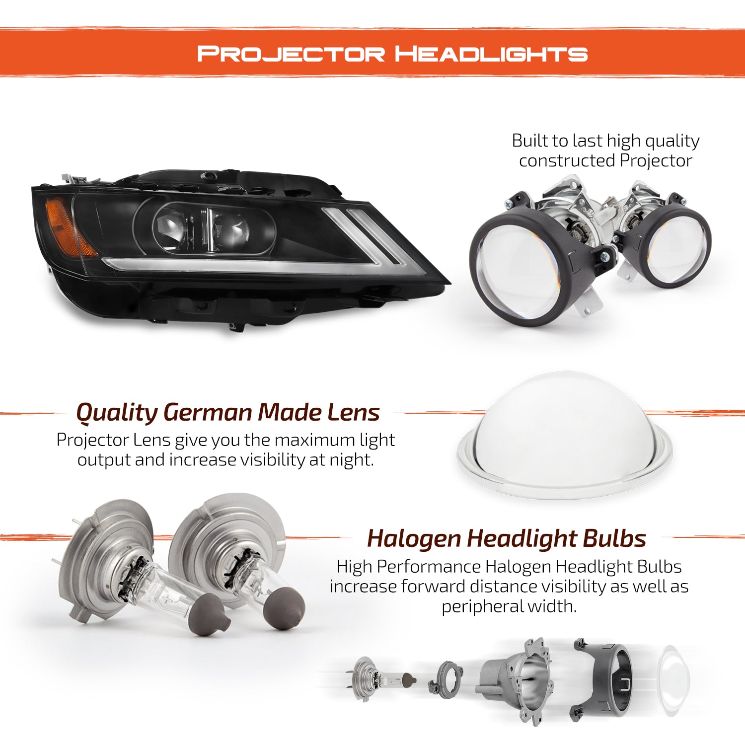 AKKON - [Switchback LED Signal]For 2014-2020 Chevy Impala LED DRL Blac