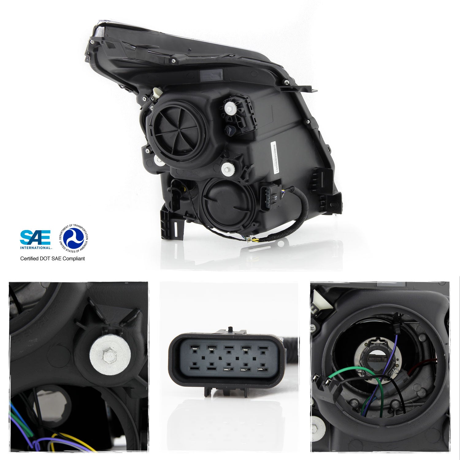 AKKON - Fits 2010-2016 Cadillac SRX [Halogen Type] Projector Black Hea