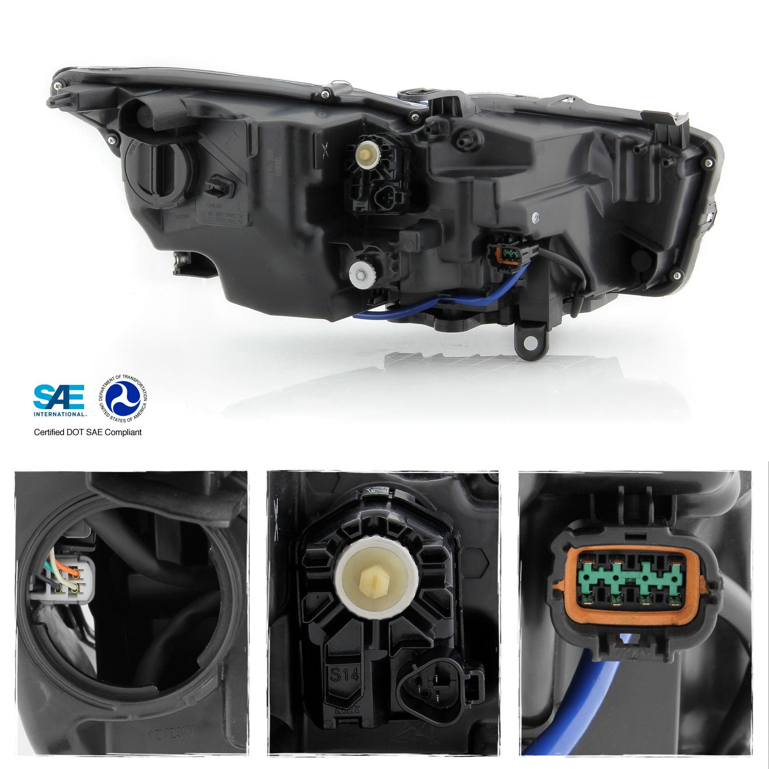 AKKON - Fits 2014 2015 2016 2017 InFiniti Q50 w/o AFS LED Projector Bl